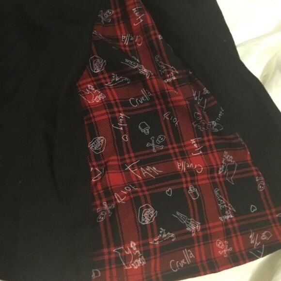 Black and Red Plaid Pleated Disney Cruella Mini Skirt with Zipper Accents Xl - Picture 8 of 11